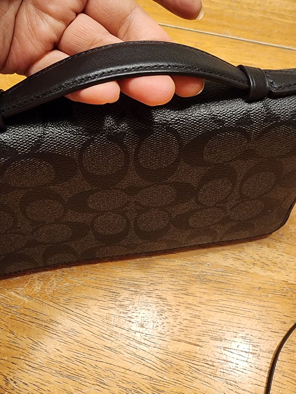 Coach Double Zip Travel Organizer Wallet Black Embossed Leather - Picture 9 of 16